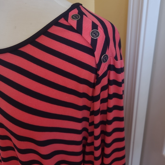 SUSAN GRAVER BLACK ORANGE STRIPED TUNIC, SIZE 3XP - Picture 3 of 10